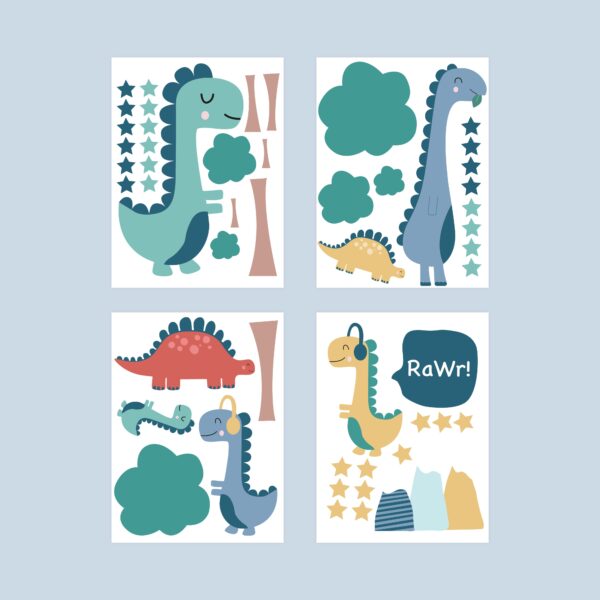 Oversiktbilde av dinosaur wallstickers