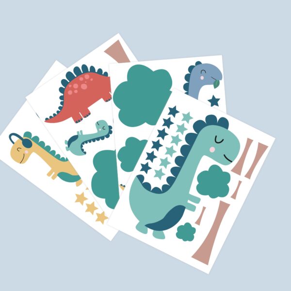 Veggklistremerke-ark med dinosaurer