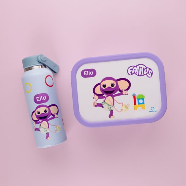 Lilla matboks og drikkeflaske med med fantus design